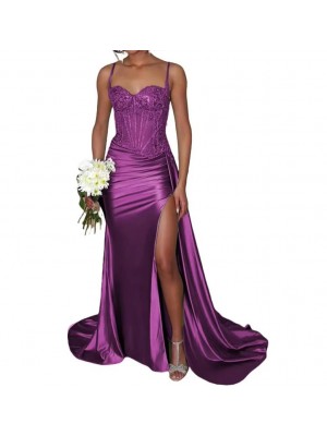 Vestito Donna Maxi Diciottesimo Festa Occasione Speciale Party Dress Viola Acceso110551